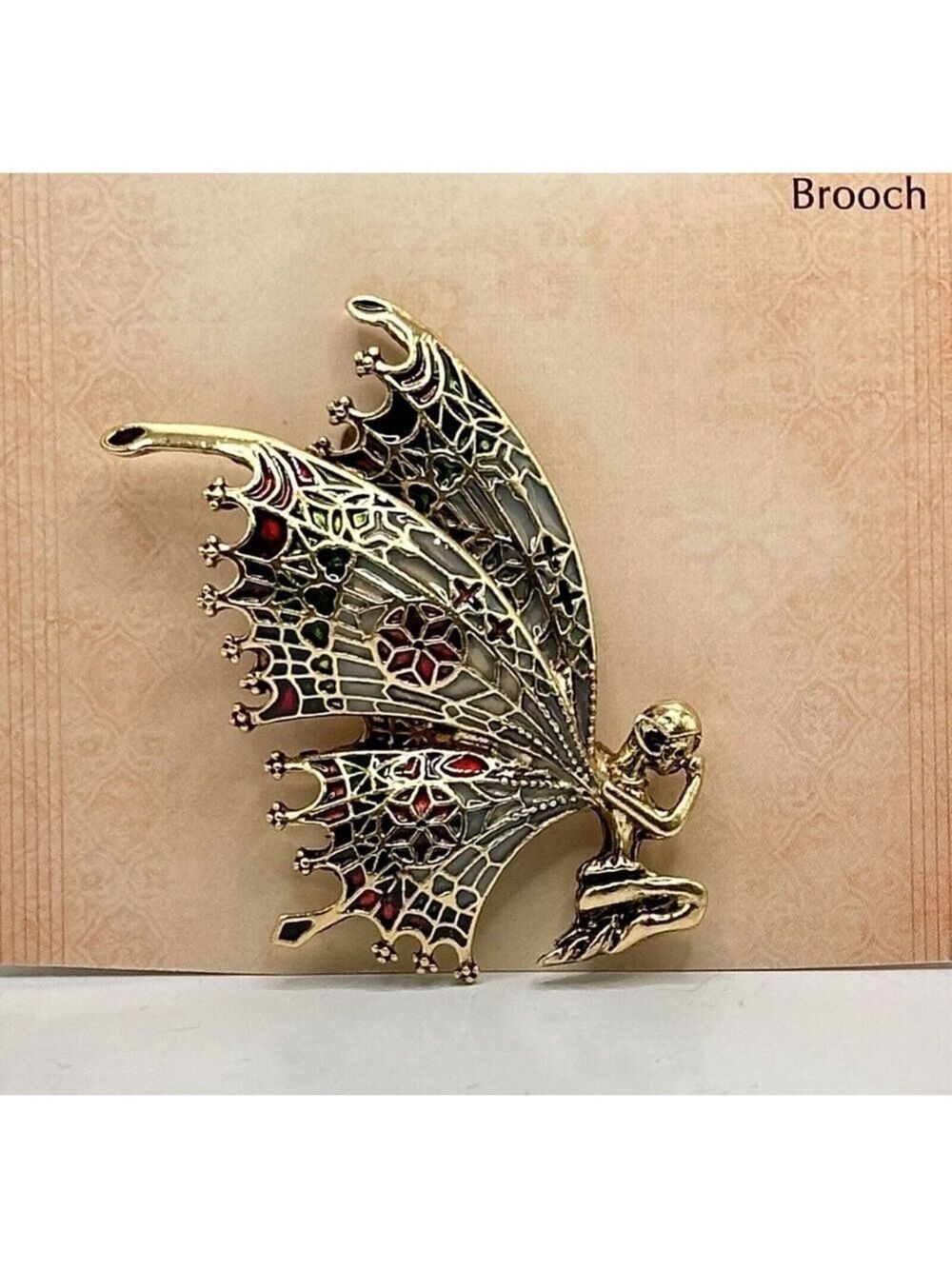 Butterfly Fairy Gold Colored Sparkling Brooch Crying - BEAUTIFUL! NWT!